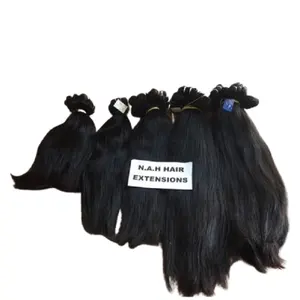 Emy-Extensión de cabello humano 100 virgen, extensiones de cabello trenzado brillante fácil de usar