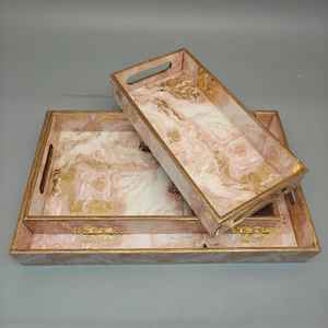 Modern Meena <b>Print</b> Wooden Tray | Handcrafted Eco-Friendly Decorative Serving Tray with Indian Artwork Dishwasher Safe & Durable - Product Image 3