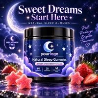 Gummies Sommeil Naturel Sans Mélatonine avec Valériane, L-Théanine, Magnésium, Passiflore, Saveur Fraise, 60 Gummies, Marque Privée
