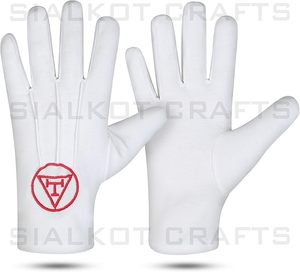 Ensemble de tablier en cuir maçonnique Regalia Royal Arch Tablier brodé à la Machine Gants à col en chaîne Point de croix et bijou de couture - Product Image 6