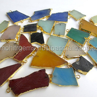 Assiettes plates en onyx plaqué or 22 ct boucle multicolore pour bijoux avec connecteurs de composants
