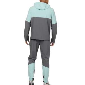 Ropa de entrenamiento de gimnasio Dos tonos Correr Jogging Hombres Dos piezas Cremallera Sudadera con capucha Fitness Poliéster Secado rápido Cómodo Chándales deportivos - Product Image 2