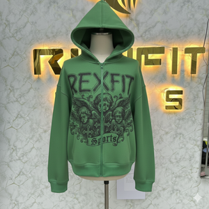 Sweat à capuche zippé édition sport coupe parfaite, le plus demandé, imprimé vert, fabriqué en usine, prix bas, sweat à capuche pour hommes, sweat à capuche pour hommes - Product Image 1