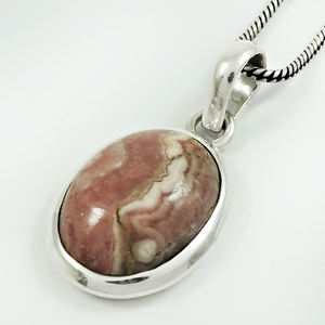 925พลอยโรโดโครไซต์ธรรมชาติจี้รูปไข่เงินสเตอร์ลิงเครื่องประดับแบบคลาสสิกจี้แฮนด์เมดราคาโรงงานโดยตรง - Product Image 1