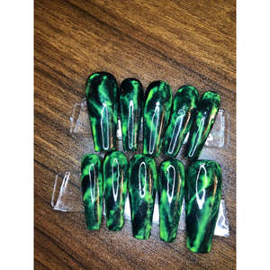 Unghie Finte Effetto Marmo Neon su Base Nera - Product Image 2