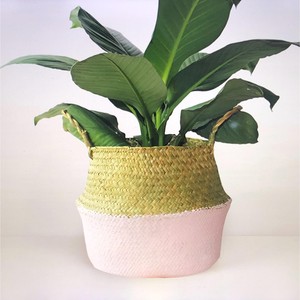 Sea Grass Woven Handmade <b>Flower</b> <b>Basket</b> With Handle Rattan Woven Decorative <b>Flower</b> Pot Stylish Planter <b>Baskets</b> <b>for</b> Plants - Product Image 4