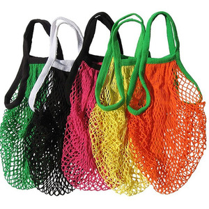 Bolso de mano reutilizable de moda a rayas para frutas y verduras, bolso de lona con cordones tejido respetuoso con el medio ambiente - Product Image 6