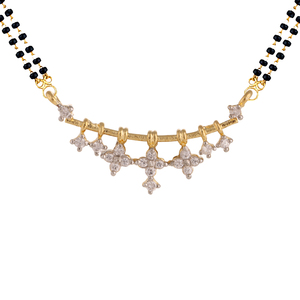 Colgante de cristal de diseñador hecho a mano chapado en oro de estilo tradicional indio Mangalsutra para mujer - Product Image 3