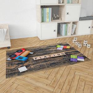 Train Design Printed <b>Rug</b>, Non Slip, Easy To Clean, <b>Nursery</b>,Nonwoven Thin <b>Rug</b> - Product Image 5