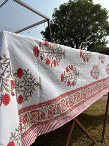 Couverture de table à manger imprimée en blocs de coton nappe artisanale décor de fête de mariage et d'événement couverture de table de cuisine cadeau pour invité - Product Image 5
