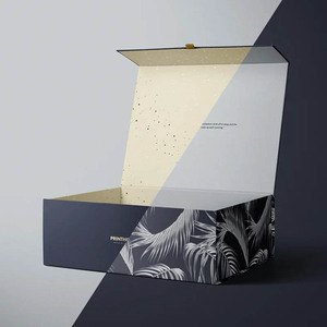 Hộp quà tặng gấp gọn bằng bìa cứng cứng cáp, in logo tùy chỉnh, màu đen, dùng để đựng quần áo, mỹ phẩm, giày dép, đóng gói dạng phẳng - Product Image 3