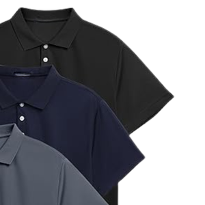 Ensemble de 3 polos de haute qualité pour hommes, hauts à manches courtes confortables, noir, marine, gris, vêtements de sport décontractés, tissu respirant - Product Image 5