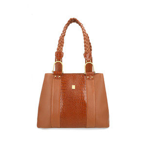 2025 bolsos de mano de cuero genuino para mujer, bolsos de mano con logotipo personalizado, correas trenzadas con patrón de cocodrilo de alta calidad, monederos duraderos OEM - Product Image 1