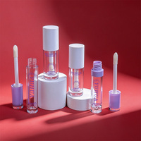 Tube de brillant à lèvres transparent en AS+ABS de 5ml, 6ml, 8ml avec bouchon à pinceau pour rouge à lèvres et blush, impression sérigraphique