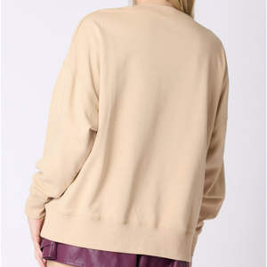 Sweat-shirts pour femmes surdimensionnés en molleton français beige rose à motif de dessin animé personnalisé, col rond, design à paillettes d'animaux, vente chaude OEM - Product Image 5