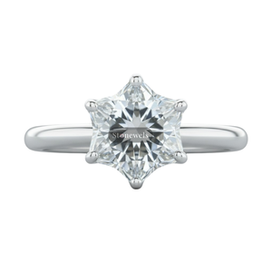 Bague de fiançailles solitaire en diamant de laboratoire de taille fleur originale, D VVS VS, certifiée GIA IGI, plaquée or 925 en argent sterling, cadeau - Product Image 1