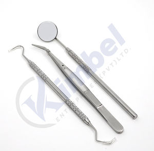 Le kit d'hygiène buccale dentaire en acier inoxydable de haute qualité 3 pièces comprend une sonde de pince à épiler miroir - Product Image 4