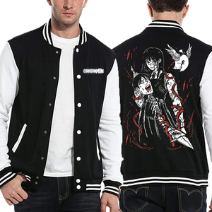 Veste décontractée de couleur unie avec poche zippée col montant veste surdimensionnée style moto top College Baseball veste pour hommes - Product Image 4