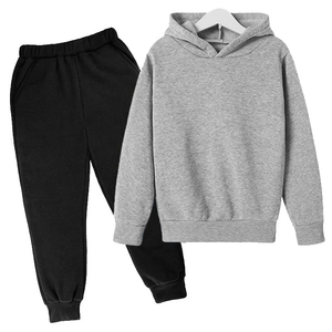 OEM personnalisé de haute qualité ensemble de deux pièces à capuche décontracté motif solide garçons survêtements vêtements en polaire de haute qualité 2026 - Product Image 3