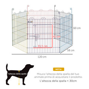 Pour D06-073V01MX porte de chien en métal à 6 panneaux avec serrure à pression 120cm X 120cm X 60cm multicolore - Product Image 3