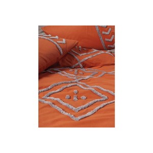 Juego de Funda Nórdica Doble Bordada Liya Cotton Box Puff, Color Terracota-Beige, Patrón Geométrico, Tamaño King, Cálida para Invierno, 4 Piezas - Product Image 2