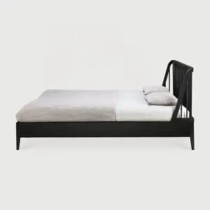 Violeta Preto Legend Style Hardwood Bedding Conjuntos Consolador Cama Luxo Móveis Antigos Mobiliário doméstico