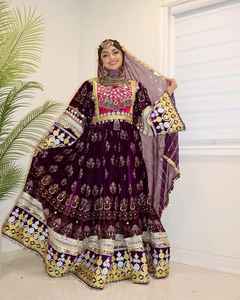 Conjunto de vestido de mujer Vintage afgano antiguo, ropa de boda elegante con bordado hecho a mano, vestidos afganos transpirables únicos - Product Image 2