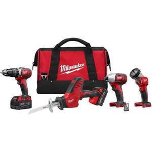 Kit d'outils domestiques sans fil pour perceuse à percussion compacte M18 et visseuse à chocs hexagonale avec éclairage de travail LED, en métal - Product Image 1