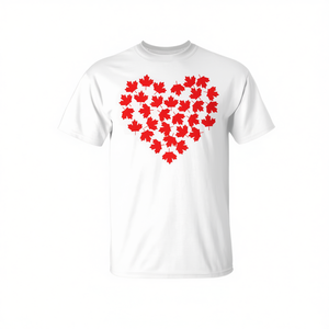 Camiseta con Diseño de Hoja de Arce Canadiense, Blanca, Unisex para Adultos, Cuello Redondo, Manga Corta, Impresión Digital, Diseño Patriótico - Product Image 3