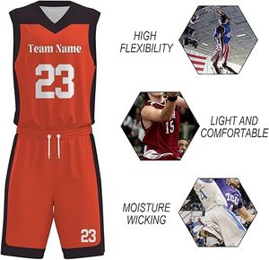 Uniforme de basket-ball léger et respirant, grande taille, avec design personnalisable, haut de qualité supérieure de couleur unie pour hommes adultes - Product Image 5