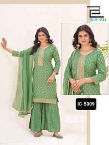 Vêtement ethnique indien imprimé rayonne lourde avec broderie travail Salwar Kameez costume pour mariage et festival porter une robe traditionnelle - Product Image 6