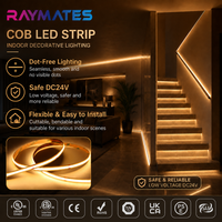Bande lumineuse LED à haute luminosité blanc chaud UL ETL DC24V ODM OEM, bande lumineuse LED COB 8 mm, bande lumineuse COB pour décoration intérieure