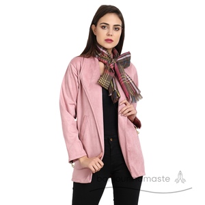 Da donna Vintage rosa-caffè-ombre a strisce gialle Design 90% abbigliamento da esterno in seta 10% di lana per Boutique Bonjour - Product Image 3