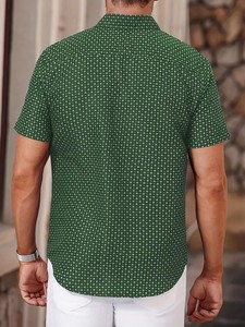 เสื้อเชิ้ตแขนสั้นพิมพ์ลายลำลองผ้าฝ้ายคุณภาพสูงใหม่ ระบายอากาศได้ดี ซักเครื่องได้ เหมาะสำหรับผู้ชาย ใส่ได้ทั้งฤดูใบไม้ผลิ/ฤดูร้อน - Product Image 4