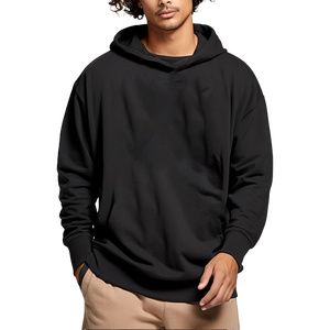 Sweat-shirt uni en coton et polyester 500GSM, lourd, streetwear, impression unie, broderie, sans cordon, fabricant - Product Image 1