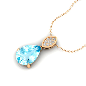 จี้โรเดียมรูปหยดน้ำขนาด8x13มม. ทำด้วยมือทำจากทองเคพลอยอะความารีนสำหรับห้องทดลอง - Product Image 5