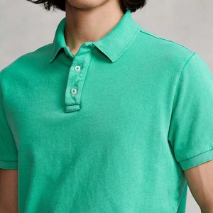 Vêtements pour hommes Chemises polo en coton grande taille pour hommes Chemises polo à manches courtes unies surdimensionnées style rue haute à col montant pour hommes - Product Image 4