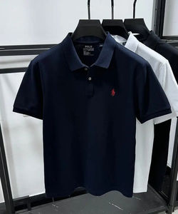 Polo de manga corta de calidad superior para hombre 2025, tela de punto con bordado personalizado, camiseta Polo con patrón sólido - Product Image 3