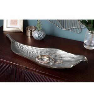 Plateau en métal en aluminium Design feuille de métal Nickelé Plateau de table décoratif fait à la main Décoration de table de luxe pour la maison Plaques en métal - Product Image 5