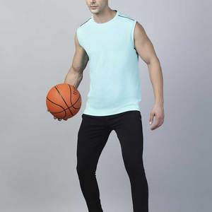 Camiseta sin Mangas para Hombre, Color Azul Claro, Cuello Redondo, Tejido de Punto, Secado Rápido, Estilo Deportivo, Poliéster - Product Image 2
