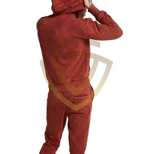 Survêtement d'hiver personnalisé pour homme, style streetwear, délavé à l'acide, confortable, respirant, à capuche, motif uni doux - Product Image 5