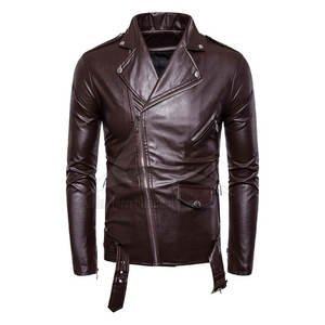 Veste en cuir d'hiver pour homme, design personnalisé, couleur unie, respirante, col montant, logo sur le devant, couleurs personnalisables - Product Image 1
