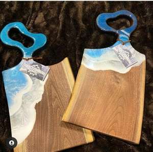 Tabla de Cortar de Madera con Resina Epoxi Artística, Hermoso Patrón de Olas de Resina, Hecha a Mano, Ecológica, Utensilios de Cocina Sostenibles, Apta para Lavavajillas - Product Image 6