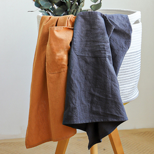 Tablier en lin et coton de style japonais Vente en gros Restaurant Tablier bleu pour enfants Tabliers en lin et coton pour enfants et adultes - Product Image 4