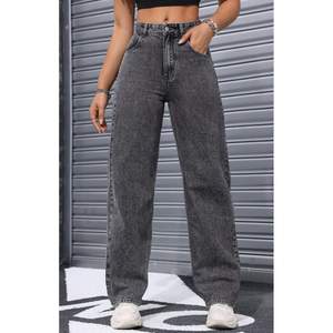 Vintage Streetstyle Luxury Eco-Friendly Plating Grey Fashion <b>Woman</b> Baggy Wideleg Trendy Denim <b>Jeans</b> High Waist <b>Soft</b> Stretch - Product Image 1