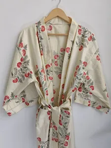Indian Handblock Print <b>Kimono</b> Robe Bath for Ladies Nightwear Available at Wholesale Price <b>Beach</b> Robe - Product Image 3