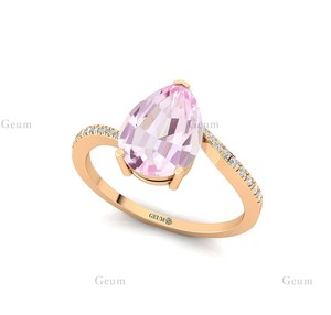 แหวนอัญมณีมอร์แกไนท์สีชมพูทอง14K แหวนหมั้นเพชรธรรมชาติแหวนแต่งงานออกแบบอย่างสวยงามแหวนเครื่องประดับชั้นดี - Product Image 1