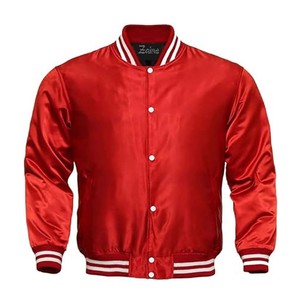 Blouson d'aviateur en satin pour sports légers imprimé de logo personnalisé Blouson d'université en soie pour satin - Product Image 1