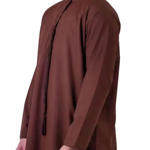 Người đàn ông khiêm tốn truyền thống của jubba cổ điển Chiều dài sàn thêu thoải mái mềm polyester cầu nguyện quần áo độc đáo hồi giáo - Product Image 3