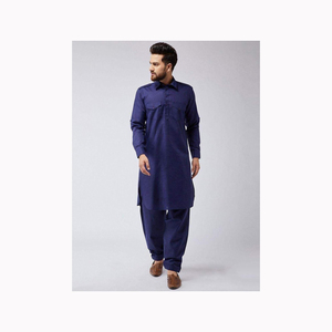 Kurta Shalwar de créateur moderne vert foncé pour hommes pour l'Aïd Tissu tricoté magnifiquement imprimé respirant et élégant pour l'été - Product Image 2